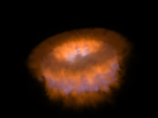 artist"s impression of the disk and outflow model.